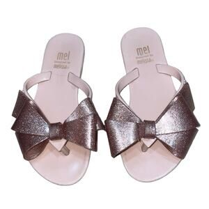 MEL dreamed by Melissa Pink Glitter Bow Flip Flops    Size: US 11 Girls